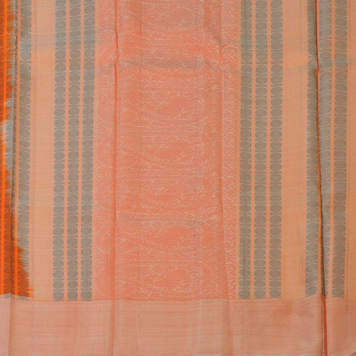 Hayagrivas Handloom Orange Kanjivaram Silk Saree with Ganga Jamuna Border KBE2081A3-2