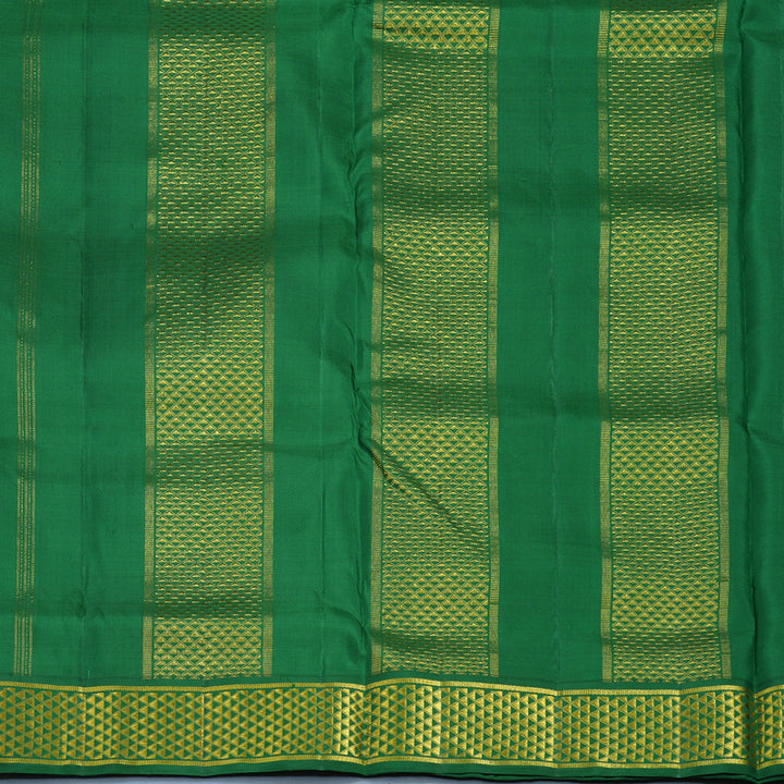 Hayagrivas Handloom Lotus Pink Ten Yards Silk Saree with Dark Green Border KBE2085A1-5