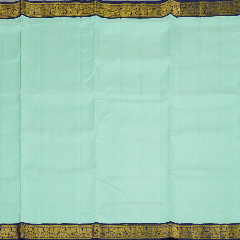 Hayagrivas Handloom Pista Green Ten Yards Silk Madisar with Navy Blue Border KBE2085A1-6