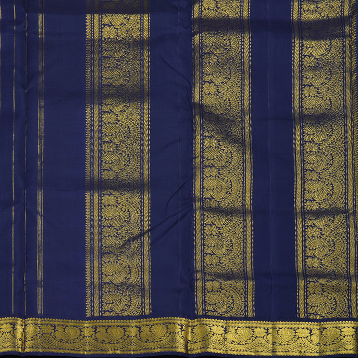 Hayagrivas Handloom Pista Green Ten Yards Silk Madisar with Navy Blue Border KBE2085A1-6