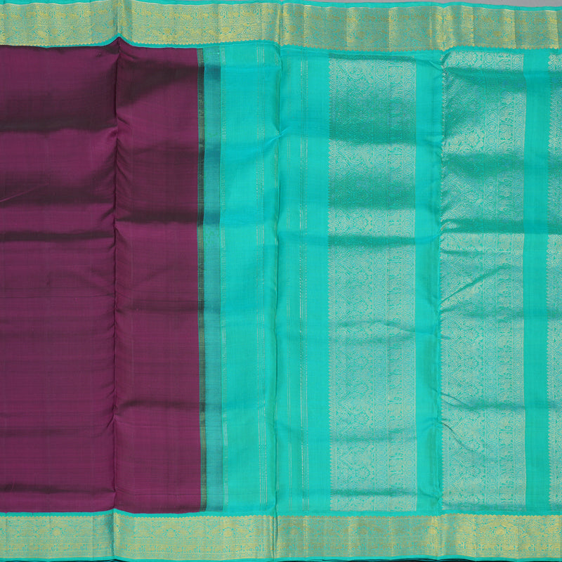 Hayagrivas Handloom Brinjal Purple Ten Yards Silk Saree KBE2085A2-4