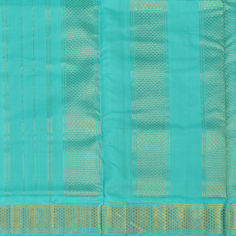 Hayagrivas Handloom Wine Maroon Ten Yards Silk Saree with Sea Blue Border KBE2085A6-1