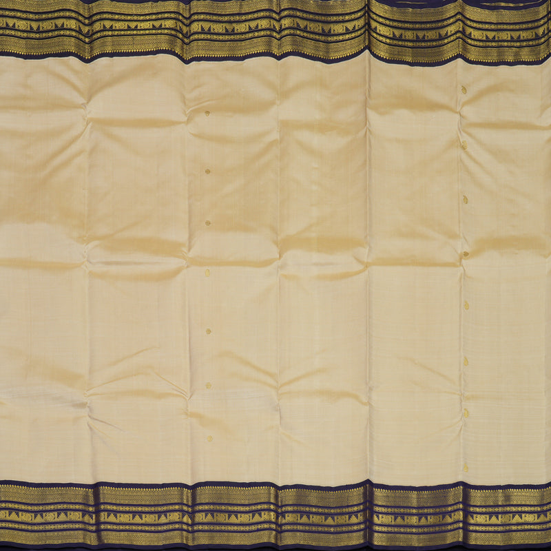 Hayagrivas Handloom Beige Kanjivaram Silk Saree with Midnight Blue Border KBE2086A13-1