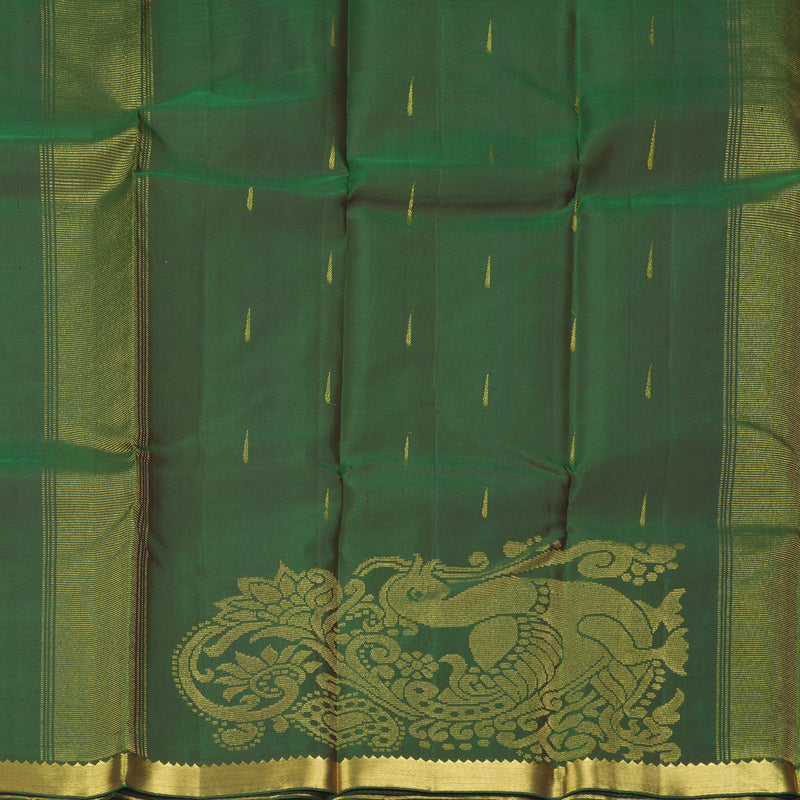 Hayagrivas Handloom Olive Green Kanjivaram Silk Saree KBE2086A17-1