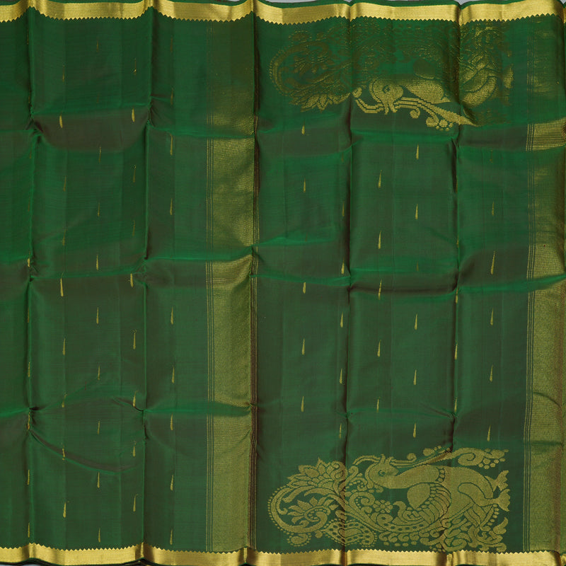 Hayagrivas Handloom Olive Green Kanjivaram Silk Saree KBE2086A17-1
