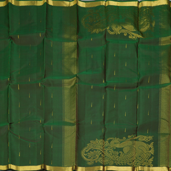 Hayagrivas Handloom Olive Green Kanjivaram Silk Saree KBE2086A17-1