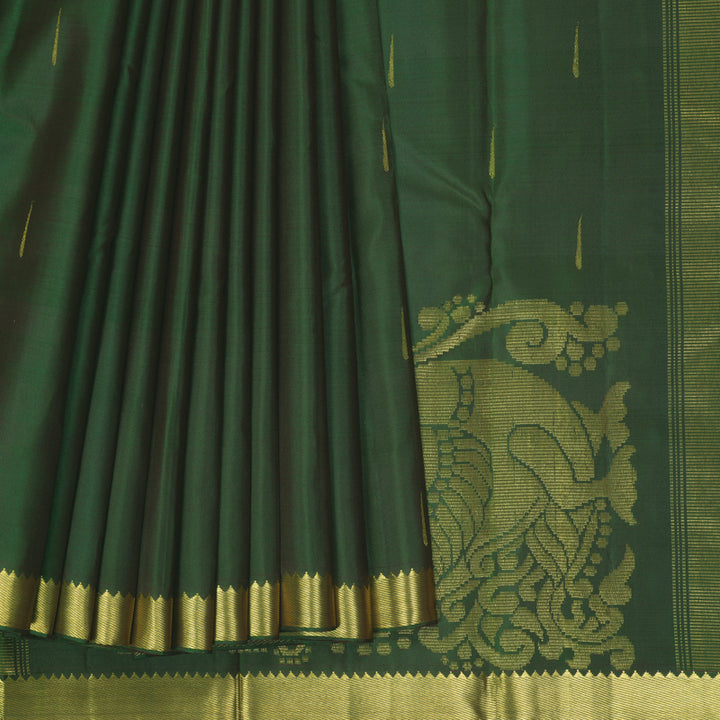Hayagrivas Handloom Olive Green Kanjivaram Silk Saree KBE2086A17-1