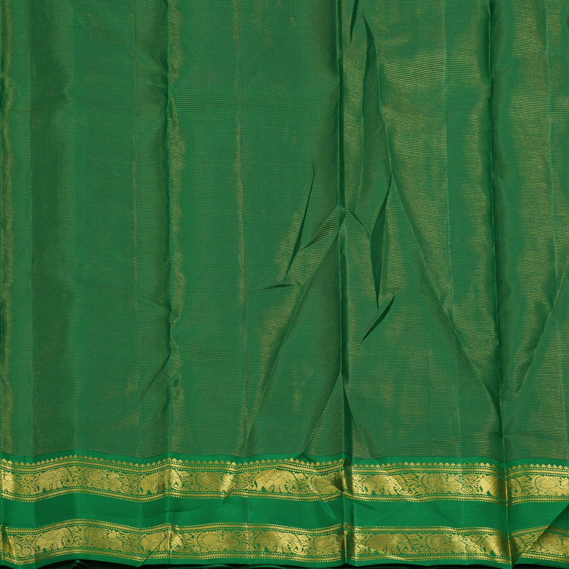 Hayagrivas Handloom Reddish-Orange Kanjivaram Silk Saree with Green Border KBE2086A5-1