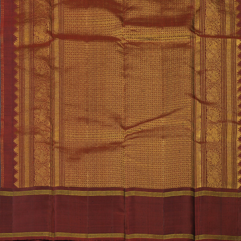 Hayagrivas Handloom Grey Kanjivaram Silk Saree with Rust Orange Border KBE2090A4-1