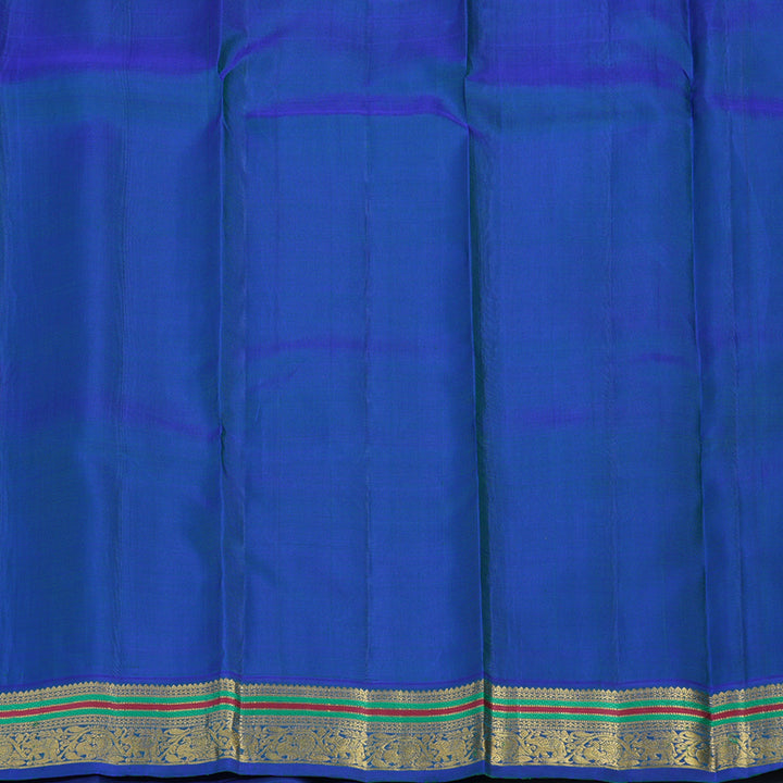 Hayagrivas Handloom Rose Pink Kanjivaram Silk Saree with Peacock Blue Border KBE2092A1-1