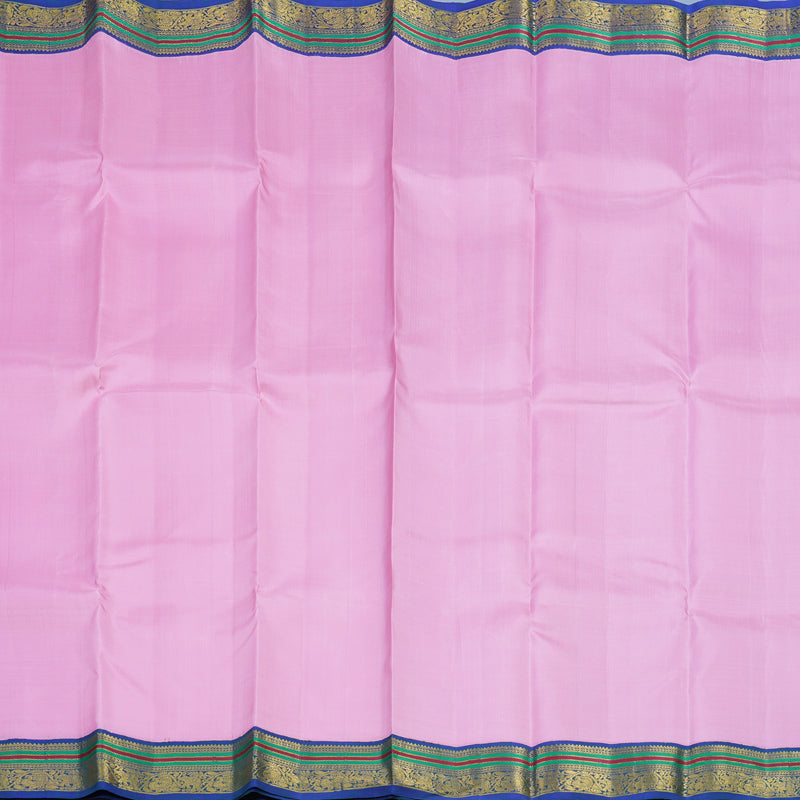 Hayagrivas Handloom Rose Pink Kanjivaram Silk Saree with Peacock Blue Border KBE2092A1-1