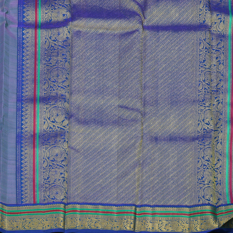 Hayagrivas Handloom Rose Pink Kanjivaram Silk Saree with Peacock Blue Border KBE2092A1-1