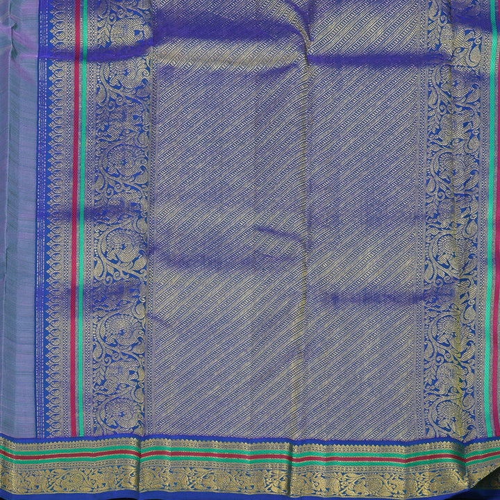 Hayagrivas Handloom Rose Pink Kanjivaram Silk Saree with Peacock Blue Border KBE2092A1-1