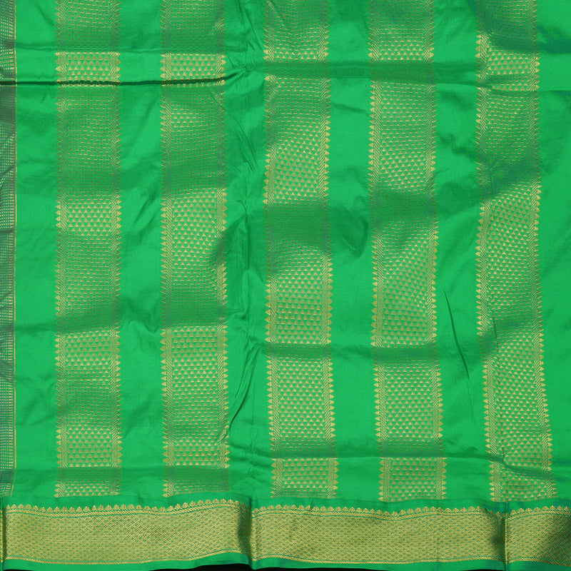 Hayagrivas Handloom Dark Purple Ten Yards Silk Saree with Parrot Green Border KBE2099A1-15