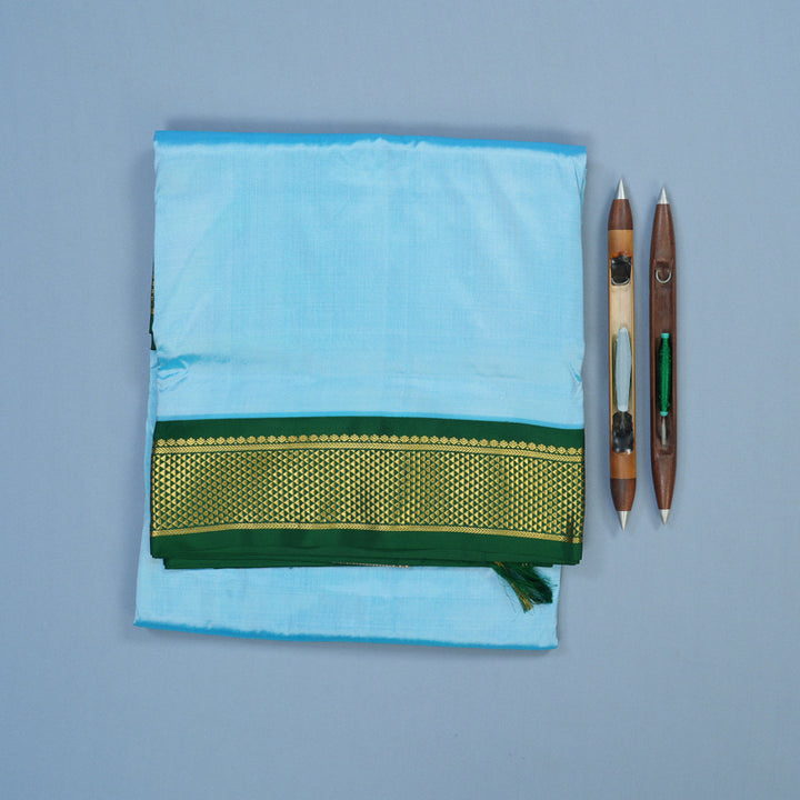 Hayagrivas Handloom Powder Blue Ten Yards Silk Saree KBE2099A1-74