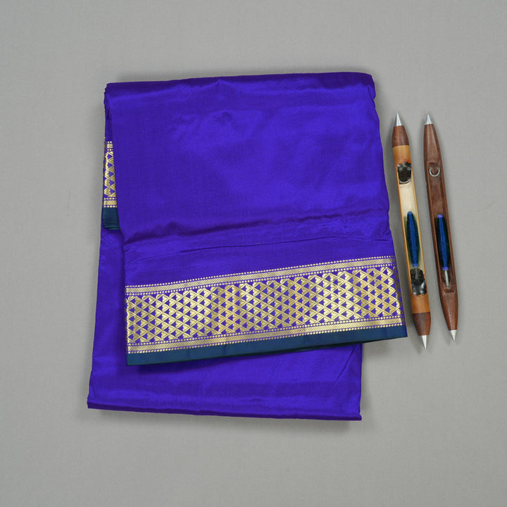 Hayagrivas Blue Handloom Kanjivaram Ten Yards Silk Saree KBE209D1-1