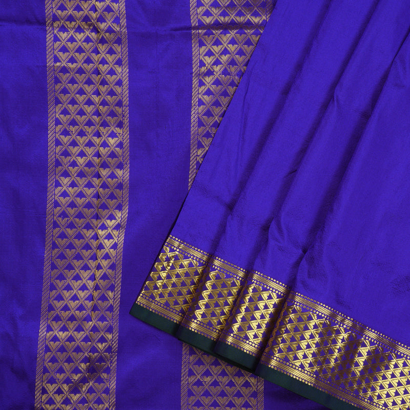 Hayagrivas Blue Handloom Kanjivaram Ten Yards Silk Saree KBE209D1-1