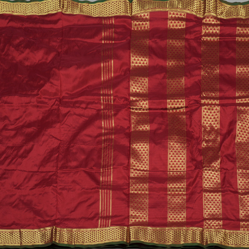 Hayagrivas Maroon Handloom Kanjivaram Ten Yards Silk Saree KBE209D1-3