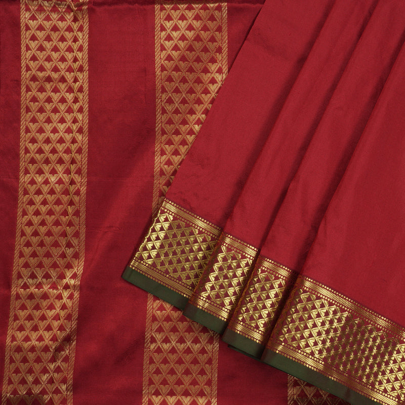 Hayagrivas Maroon Handloom Kanjivaram Ten Yards Silk Saree KBE209D1-3