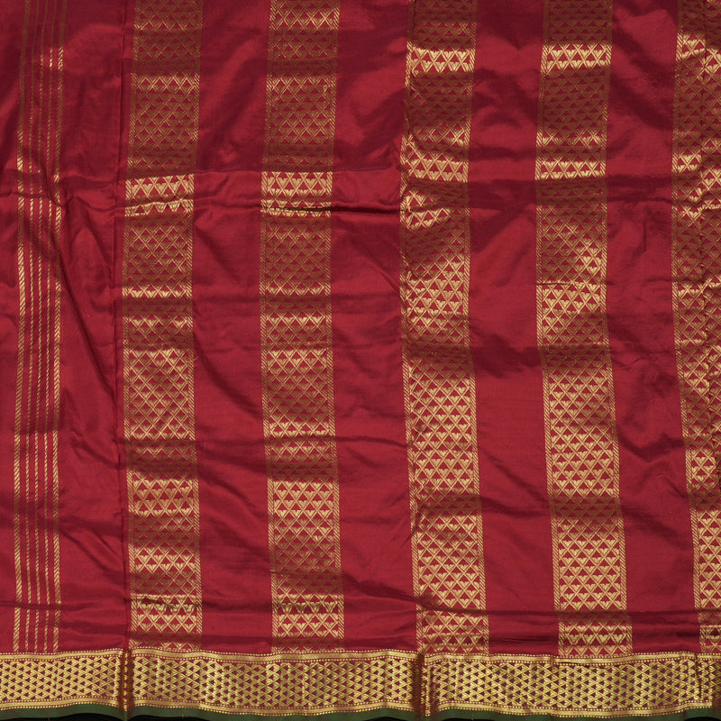 Hayagrivas Handloom Ten Yards Koorai Madisar Silk Saree in Majestic Maroon KBE209D1-4