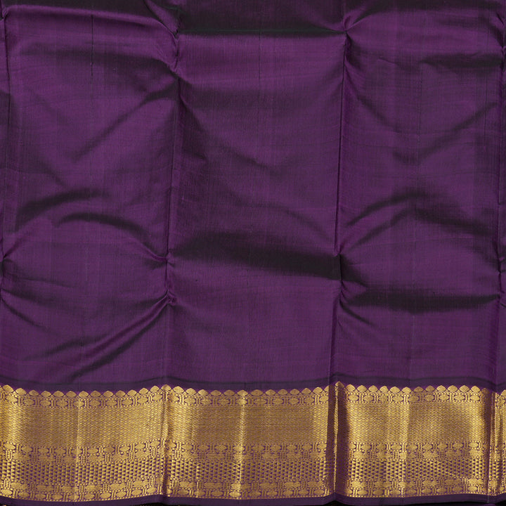 Hayagrivas Sandal Beige Handloom Kanjivaram Silk Saree with Dark Purple Border KBE20D10-3