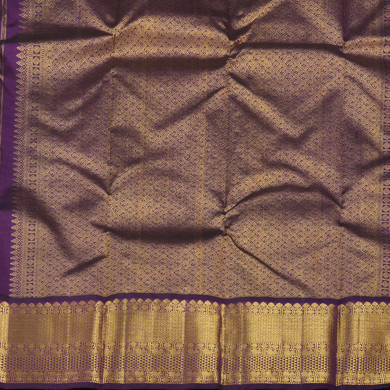 Hayagrivas Sandal Beige Handloom Kanjivaram Silk Saree with Dark Purple Border KBE20D10-3