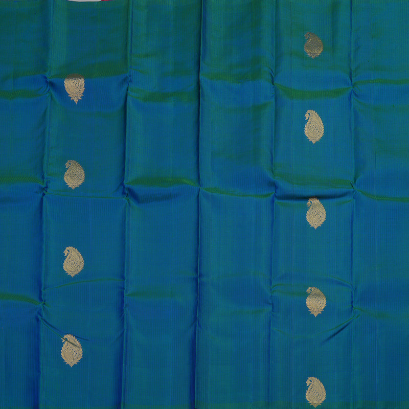 Hayagrivas Handloom Pure Kanjivaram Silk Saree in Vibrant Peacock blue KBE20D5-2
