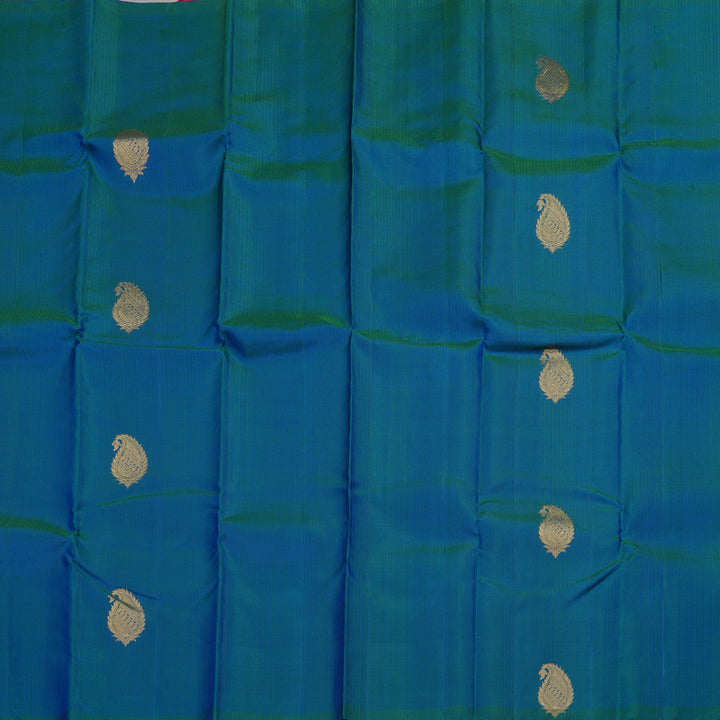 Hayagrivas Handloom Pure Kanjivaram Silk Saree in Vibrant Peacock blue KBE20D5-2