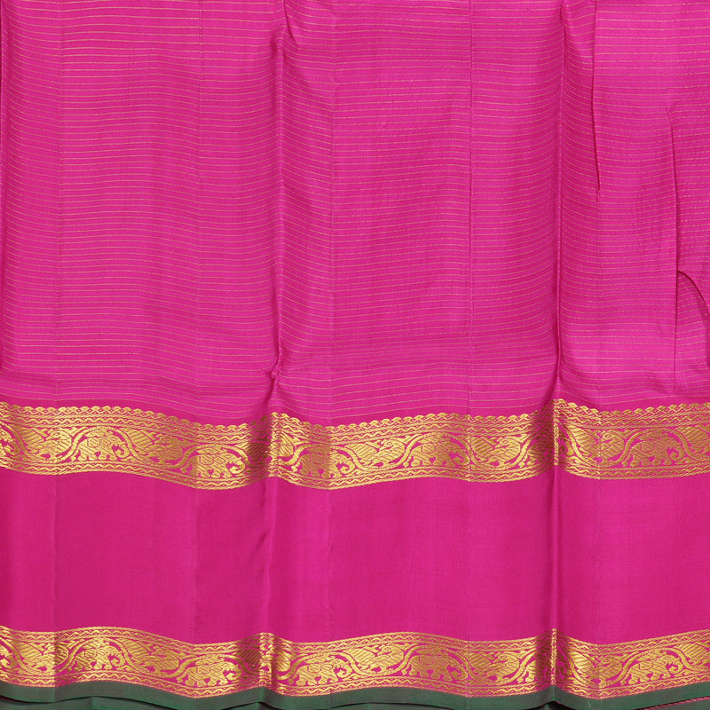 Hayagrivas Green With Purple Handloom Kanjivaram Silk Saree with Pink Border KBE20D6-1