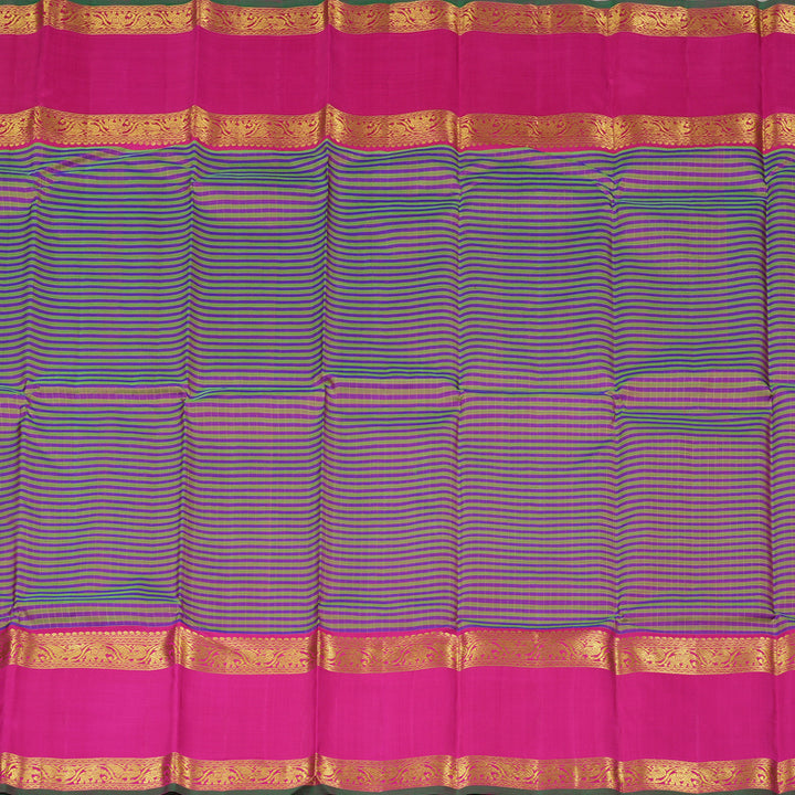 Hayagrivas Green With Purple Handloom Kanjivaram Silk Saree with Pink Border KBE20D6-1