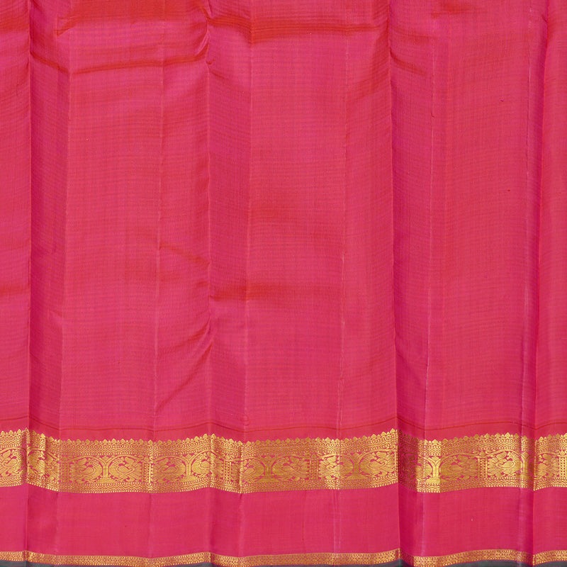 Hayagrivas Multi Colour Checks Handloom Kanjivaram Silk Saree with Reddish Pink Border KBE20D9-1