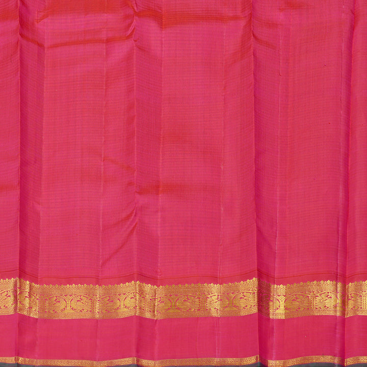 Hayagrivas Multi Colour Checks Handloom Kanjivaram Silk Saree with Reddish Pink Border KBE20D9-1