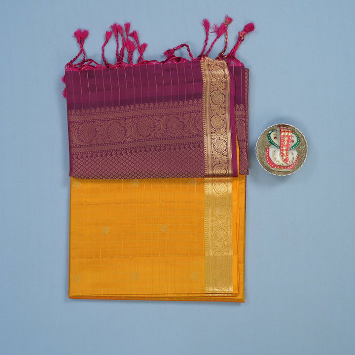 Hayagrivas Yellow Handloom Soft Silk Saree KBE2102A5-1