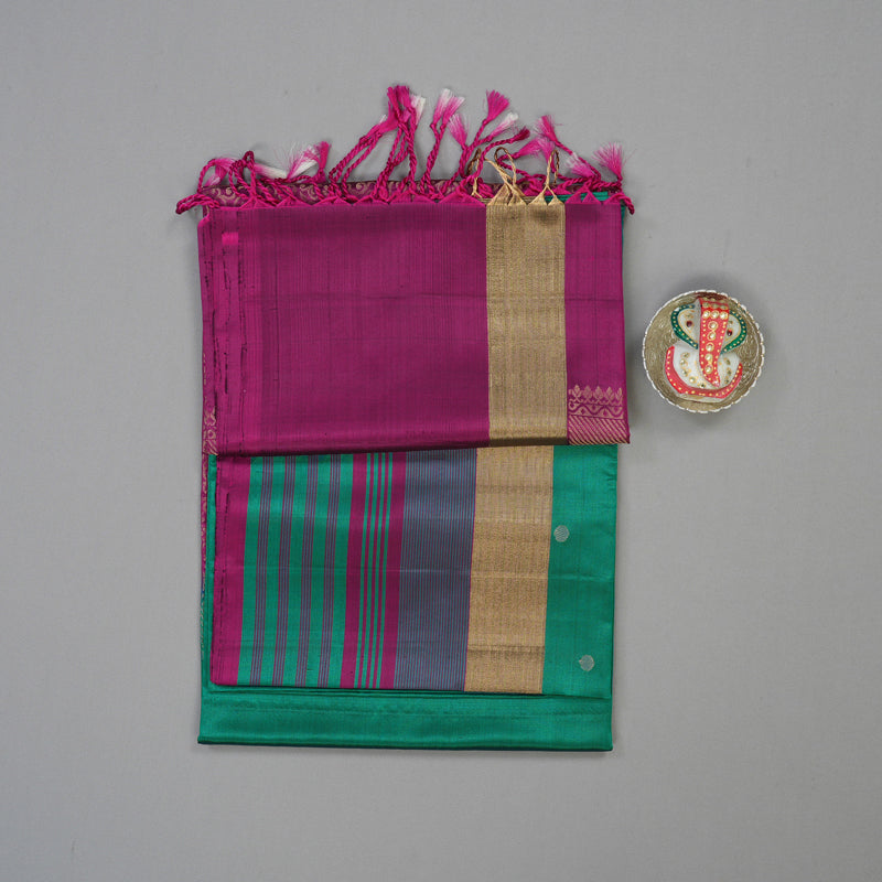 Hayagrivas Peacock Green Pure Soft Silk Saree KBE2106A19-1