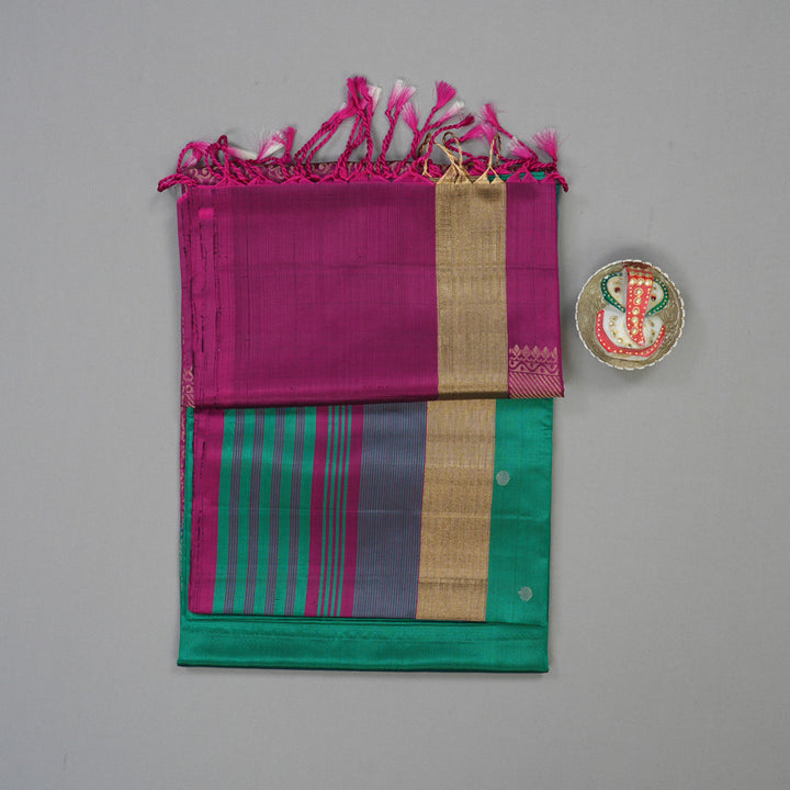 Hayagrivas Peacock Green Pure Soft Silk Saree KBE2106A19-1