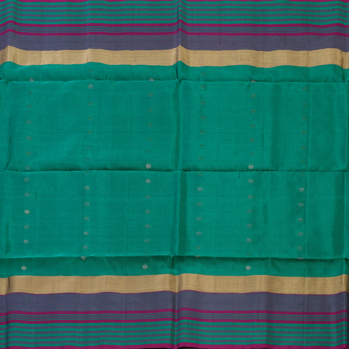 Hayagrivas Peacock Green Pure Soft Silk Saree KBE2106A19-1