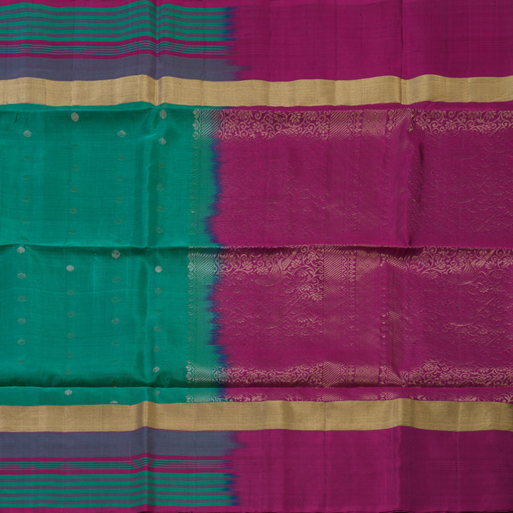 Hayagrivas Peacock Green Pure Soft Silk Saree KBE2106A19-1