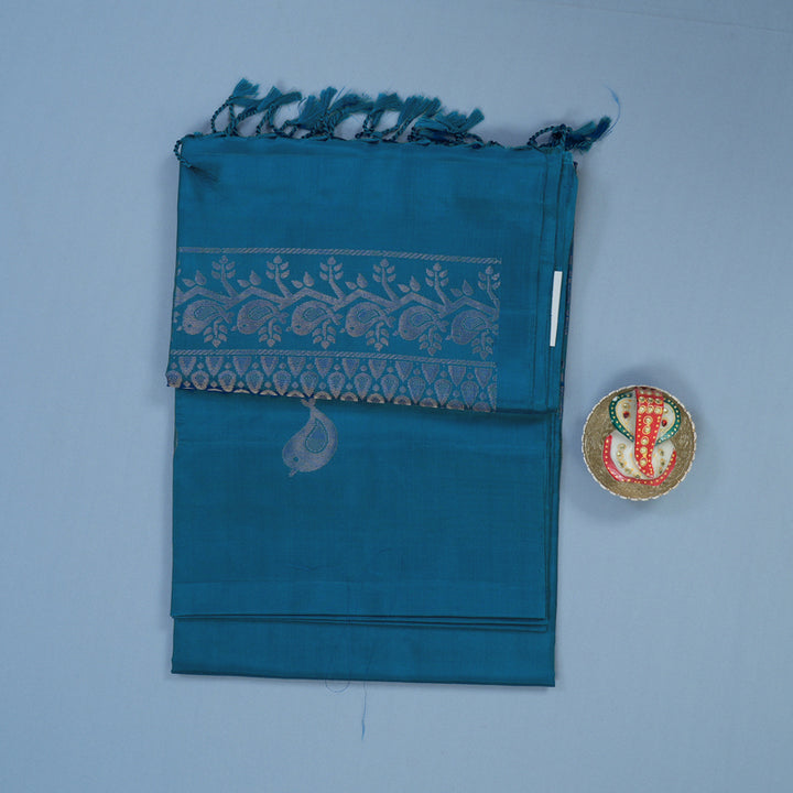 Hayagrivas Ramar Blue Handloom Soft Silk Saree KBE2106A21-3
