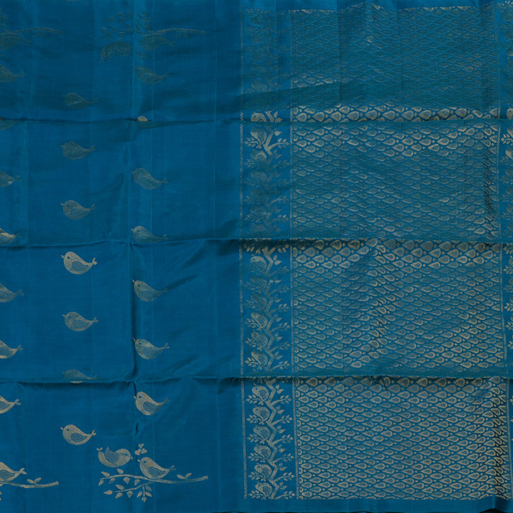 Hayagrivas Ramar Blue Handloom Soft Silk Saree KBE2106A21-3