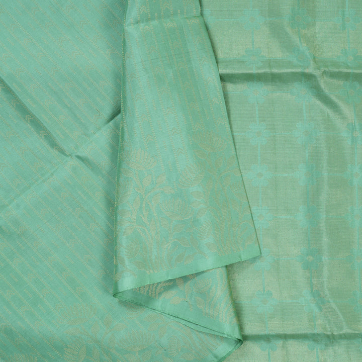 Hayagrivas Pastel Green Handloom Soft Silk Saree KBE2106A27-1