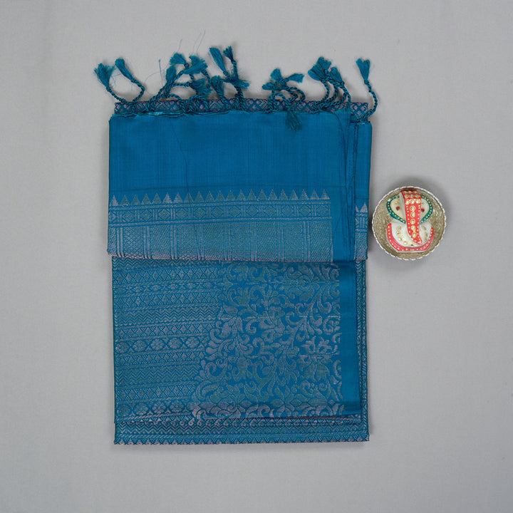 Hayagrivas Peacock Blue Handloom Soft Silk Saree KBE2106A32-1