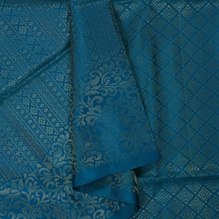 Hayagrivas Peacock Blue Handloom Soft Silk Saree KBE2106A32-1