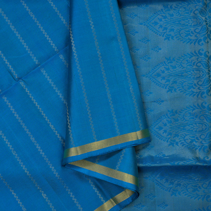Hayagrivas Ananda Blue Handloom Soft Silk Saree KBE2106A36-2
