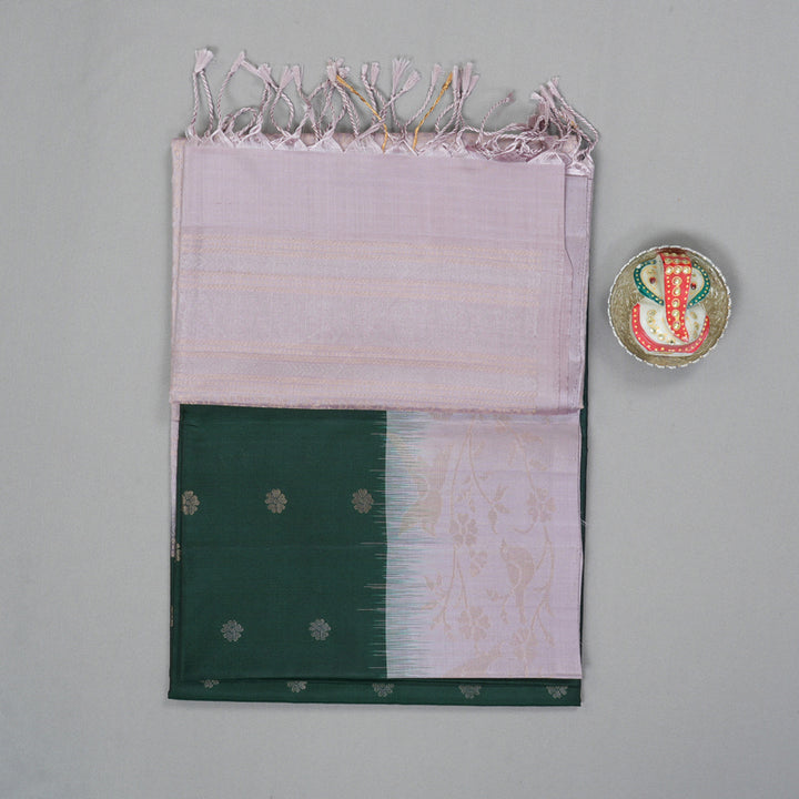 Hayagrivas Bottle Green Handloom Soft Silk Saree KBE2106A57-3