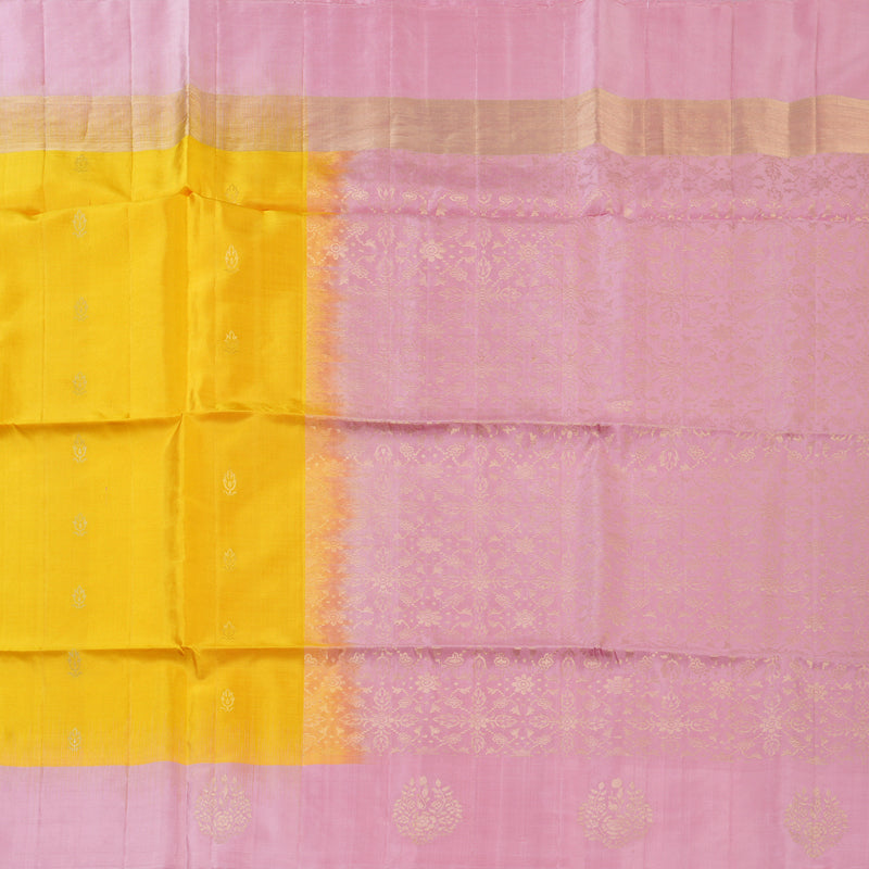 Hayagrivas Yellow Handloom Soft Silk Saree KBE2106A58-5