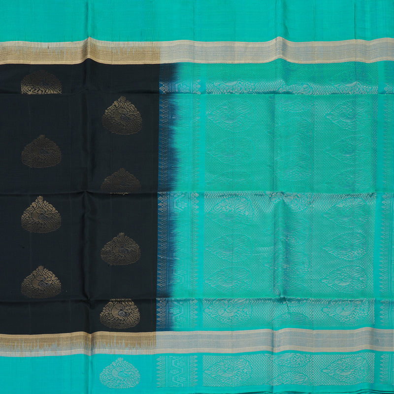 Hayagrivas Black Handloom Soft Silk Saree KBE2106A58-6