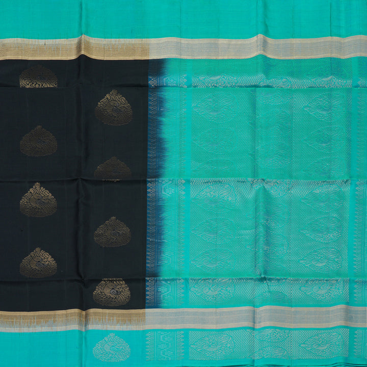Hayagrivas Black Handloom Soft Silk Saree KBE2106A58-6
