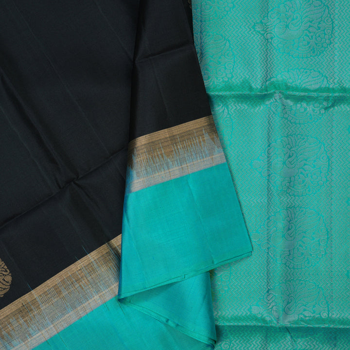 Hayagrivas Black Handloom Soft Silk Saree KBE2106A58-6