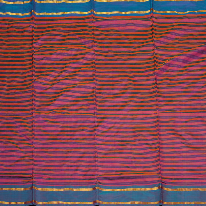 Hayagrivas Handloom Multicolour Stripes Ten Yards Silk Saree KBE2109A1-3