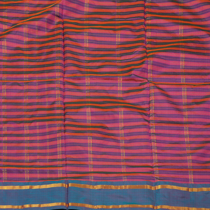 Hayagrivas Handloom Multicolour Stripes Ten Yards Silk Saree KBE2109A1-3
